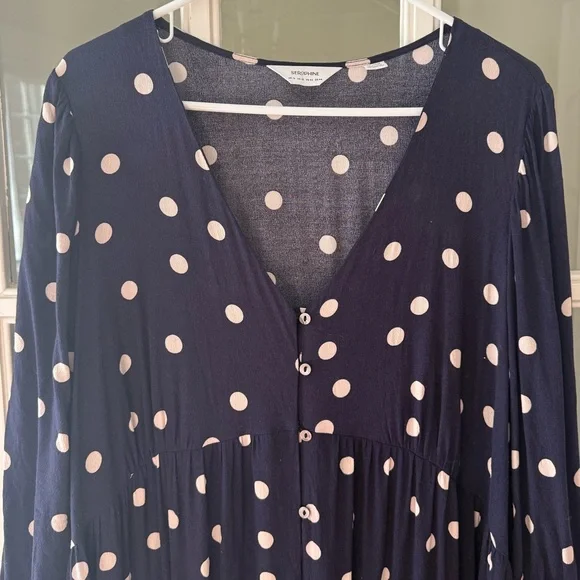 Seraphine Navy Polka Dot Tiered Maternity Maxi Dress - Picture 9 of 10